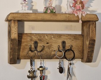 Reclaimed Wood Key Holder With Bronze Hooks - Etsy