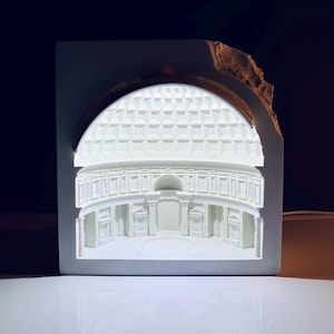 Hellenistic Architectural Style Rome Pantheon Night Light, White Greek Architectural Sculpture Table Lamp, Decorative Historical Artifact
