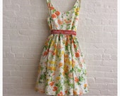 Orange poppies on white , a tea dress