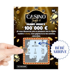 Carte à Gratter pour Annonce de Grossesse - Jeu de Gain Fictif - Idée Originale et Ludique pour Révéler l'arrivé d'un bébé