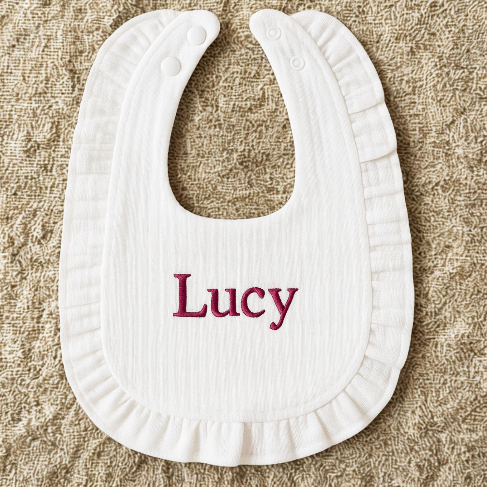 Personalized bib with your text in cotton gauze for baby, Optimal Comfort & Unforgettable Style