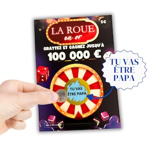 La Roue en Or - Carte à Gratter pour Annonce de Grossesse | Tu vas être Papa | Jeu de Grattage pour Future Papa