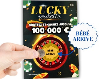 Ruleta de la Suerte - Tarjeta rasca y gana de anuncio de embarazo | El bebé viene | Juego de rascar para el futuro papá