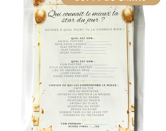 Set of 20 Quizzes / Guest Games Perfect for Birthdays, Baby Showers, Weddings / Engagements - &quot;Who Knows the Star of the Day Best?&quot;