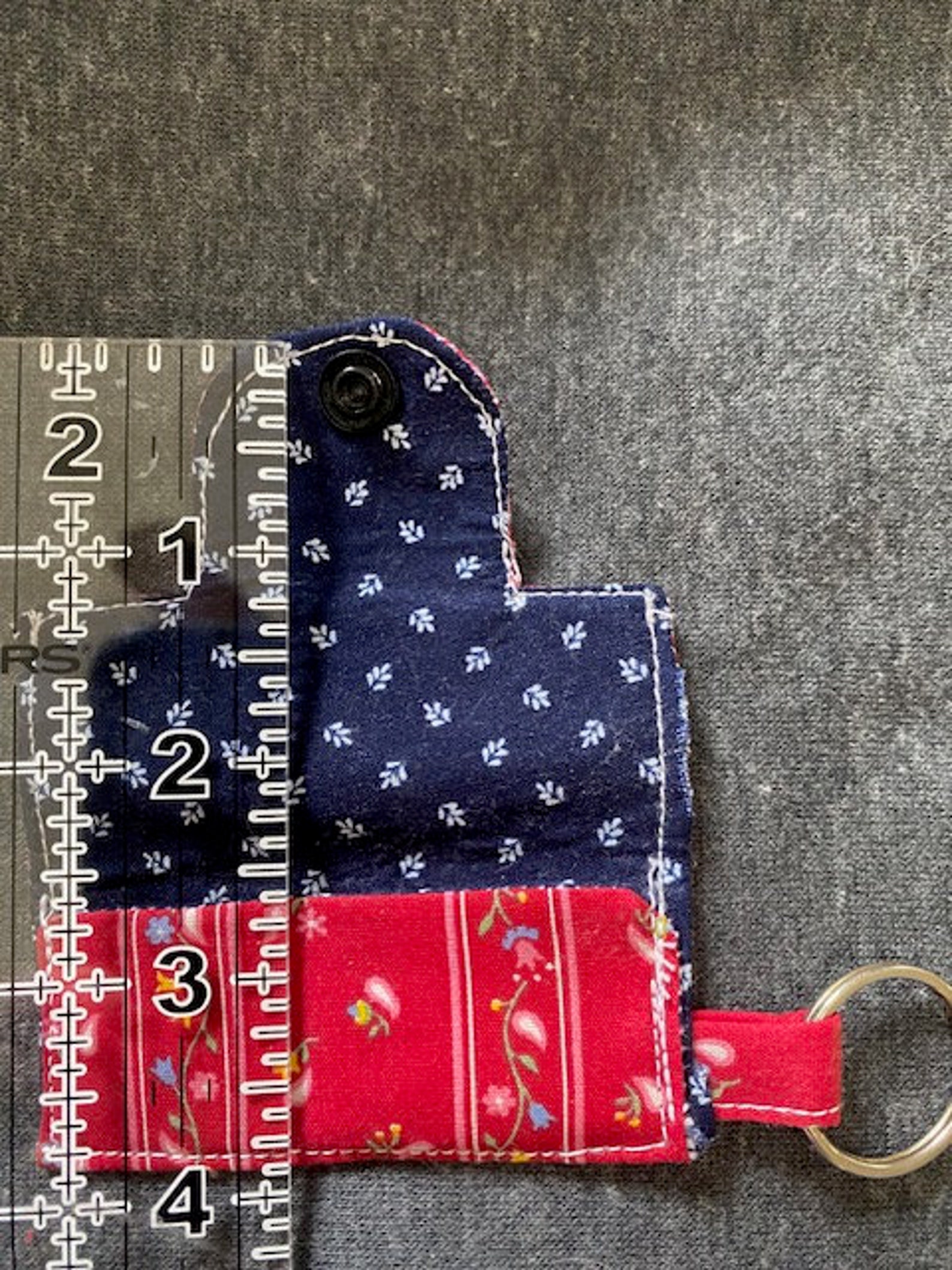 Mini-wallet Keychain - Red Floral, Vintage Fabric - Etsy