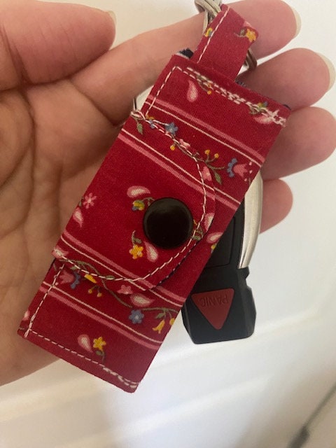 Mini-wallet Keychain - Red Floral, Vintage Fabric - Etsy