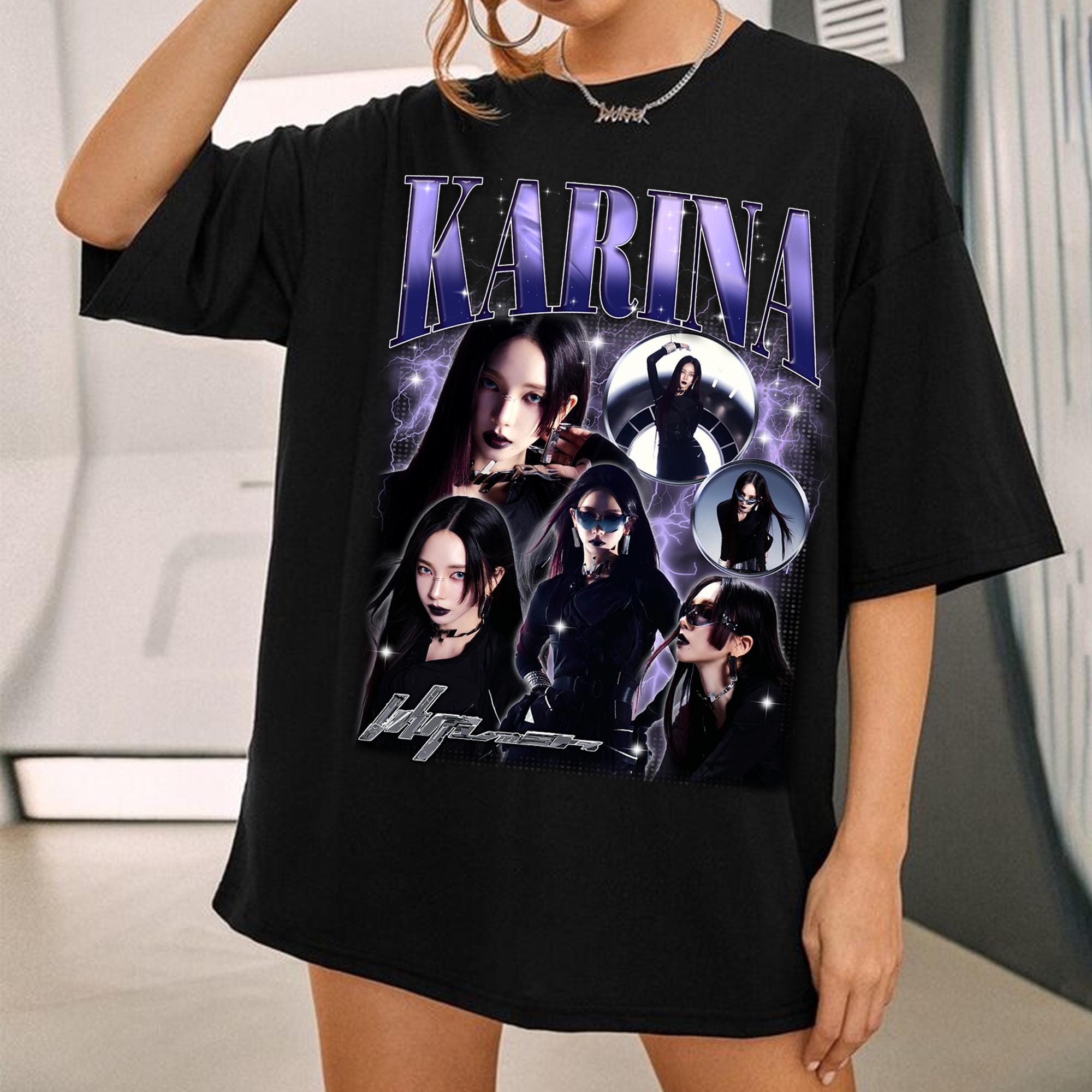 T-shirt SET ［KARINA］aespa Retro Karina Aespa Graphic T-shirt, Aespa Whiplash Album Shirt