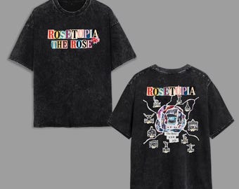 2026 The Rose Rosetopia World Tour Mineral Wash Tee, The Rose Blue Moon Shirt, The Rose Once Upon AWRLD Shirt, The Rose Members Kpop Tee