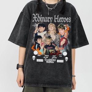 Retro Xdinary Heroes Kpop MINERAL Wash Tee, Xdinary Heroes Beautiful Mind World Tour 2025 Shirt, Xdinary Heroes Live and Fall Album Tee