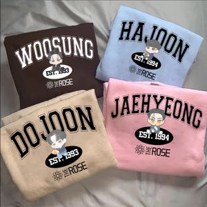The Rose Members Chibi Sweatshirt, The Rose Once Upon AWRLD World Tour 2025 Shirt, The Rose Dual Tee, The Rose Kpop Woosung, Dojoon, Hajoon