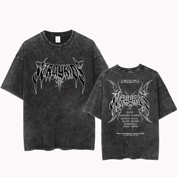Stray Kids Dominate World Tour US 2025 MINERAL Wash Tee, Stray