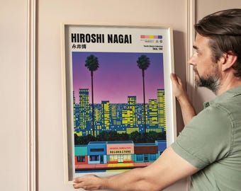 Hiroshi Nagai Art Print, Japanese City Pop, Vaporwave Poster