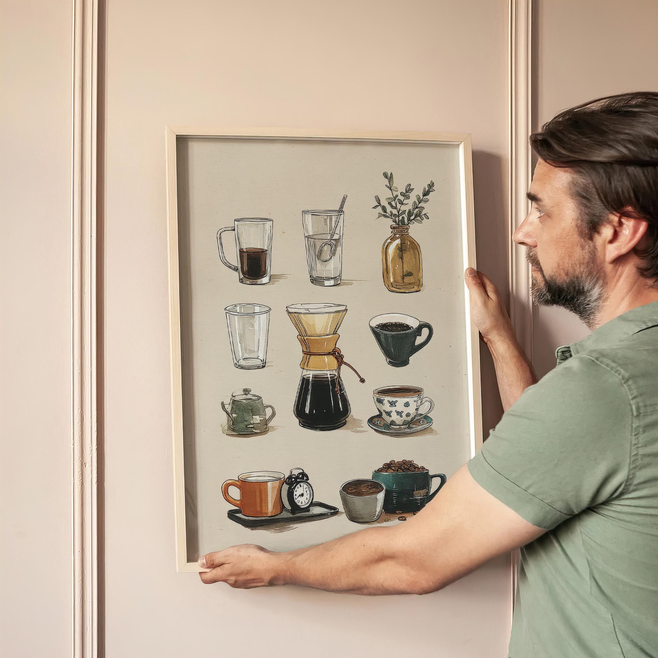 Coffee Chart Art Poster: Handdrawn Illustration , Digital Download