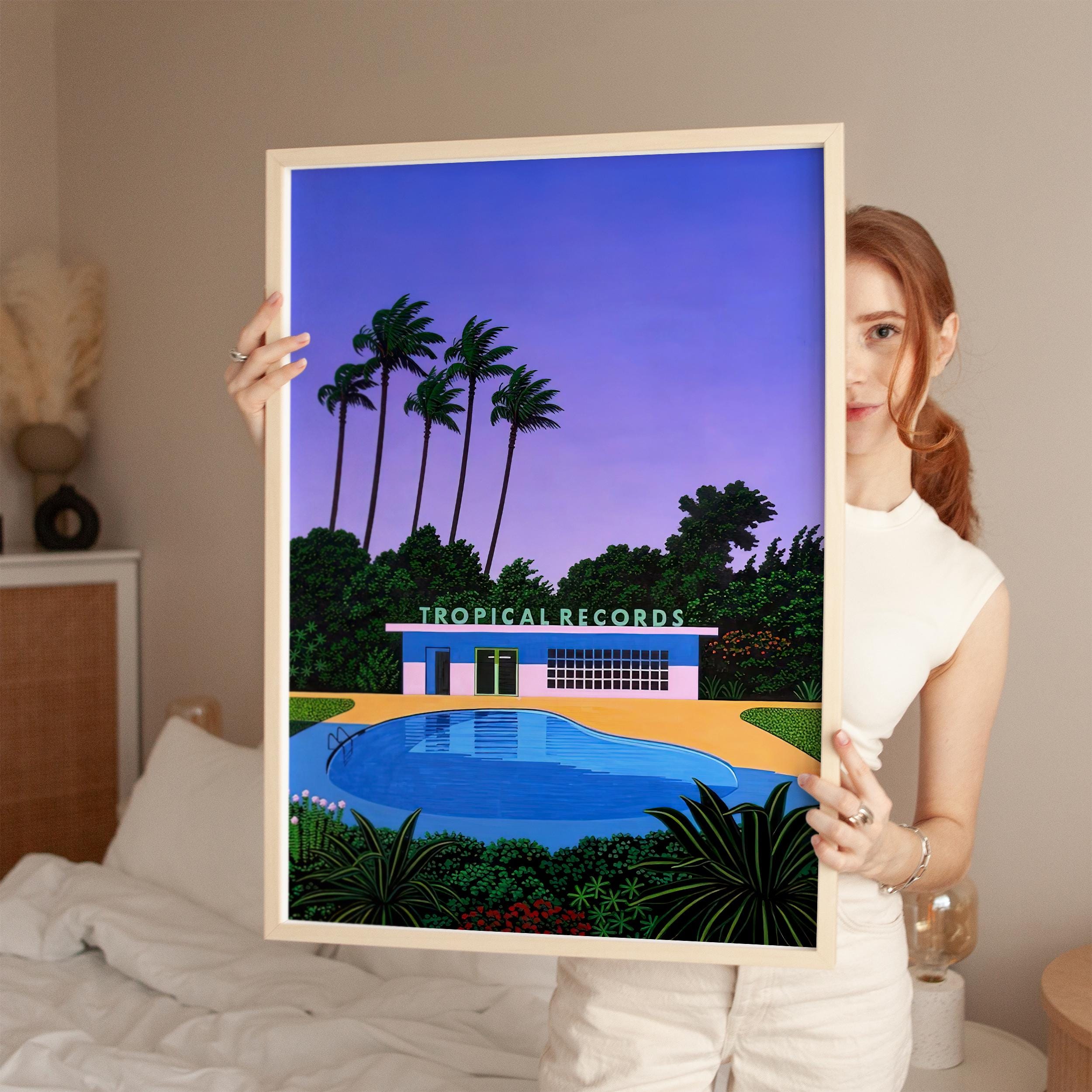 Tropical Records Poolside, Japanese City Pop, Digital Poster