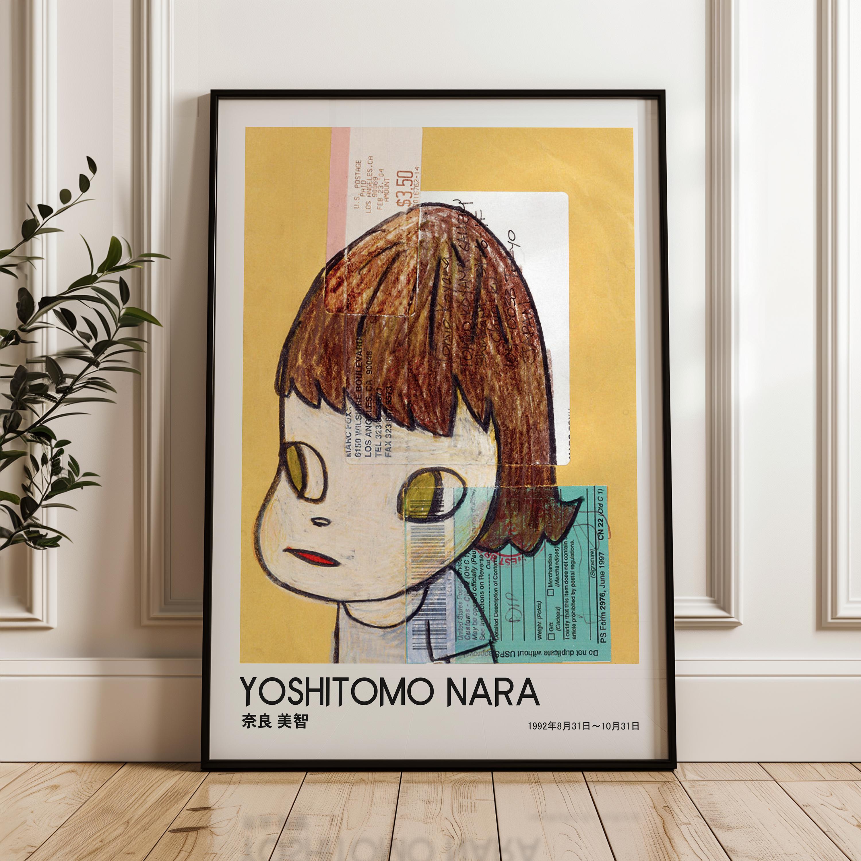 Yoshitomo Nara Inspired Portrait, Modern Japanese, Digital Poster