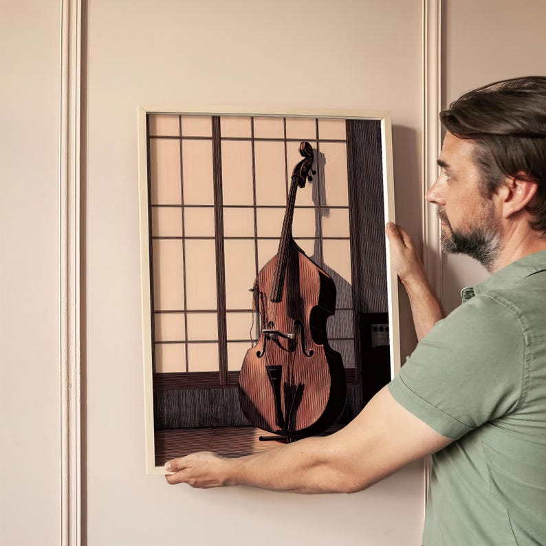 Instrument de musique pour contrebasse, minimaliste, affiche numérique ...