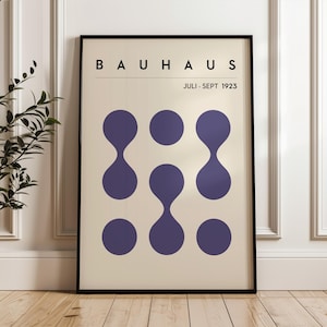 Bauhaus Pattern Geometric Poster, Mid Century Modern Living Room Wall Art, Minimalist Trendy Print, Bauhaus Purple Print, Office Decor
