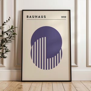 Bauhaus Circle Geometric Poster, Mid Century Modern Living Room Wall Art, Minimalist Trendy Print, Bauhaus Purple Print, Office Decor