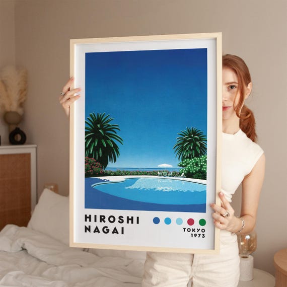 Hiroshi Nagai Art Print, Japanese City Pop, Vaporwave Style