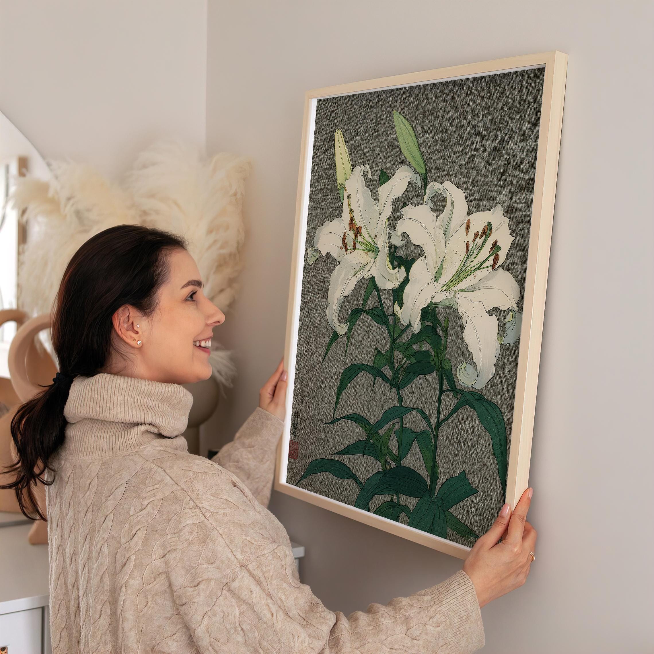 白いユリの花、日本の植物、デジタルポスターダウンロード - Etsy 日本