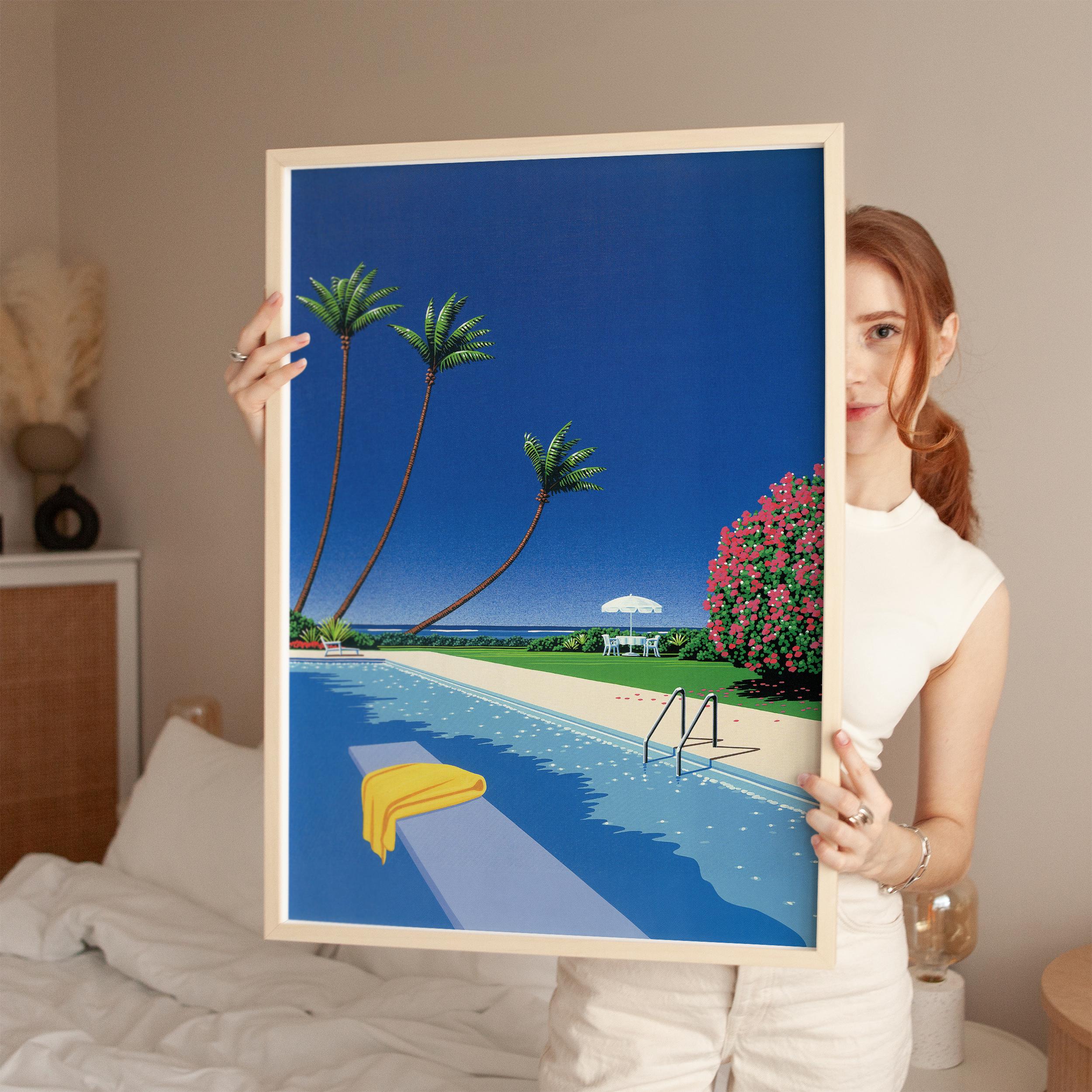 Poolside Scene, Hiroshi Nagai Japanese City Pop, Digital Poster
