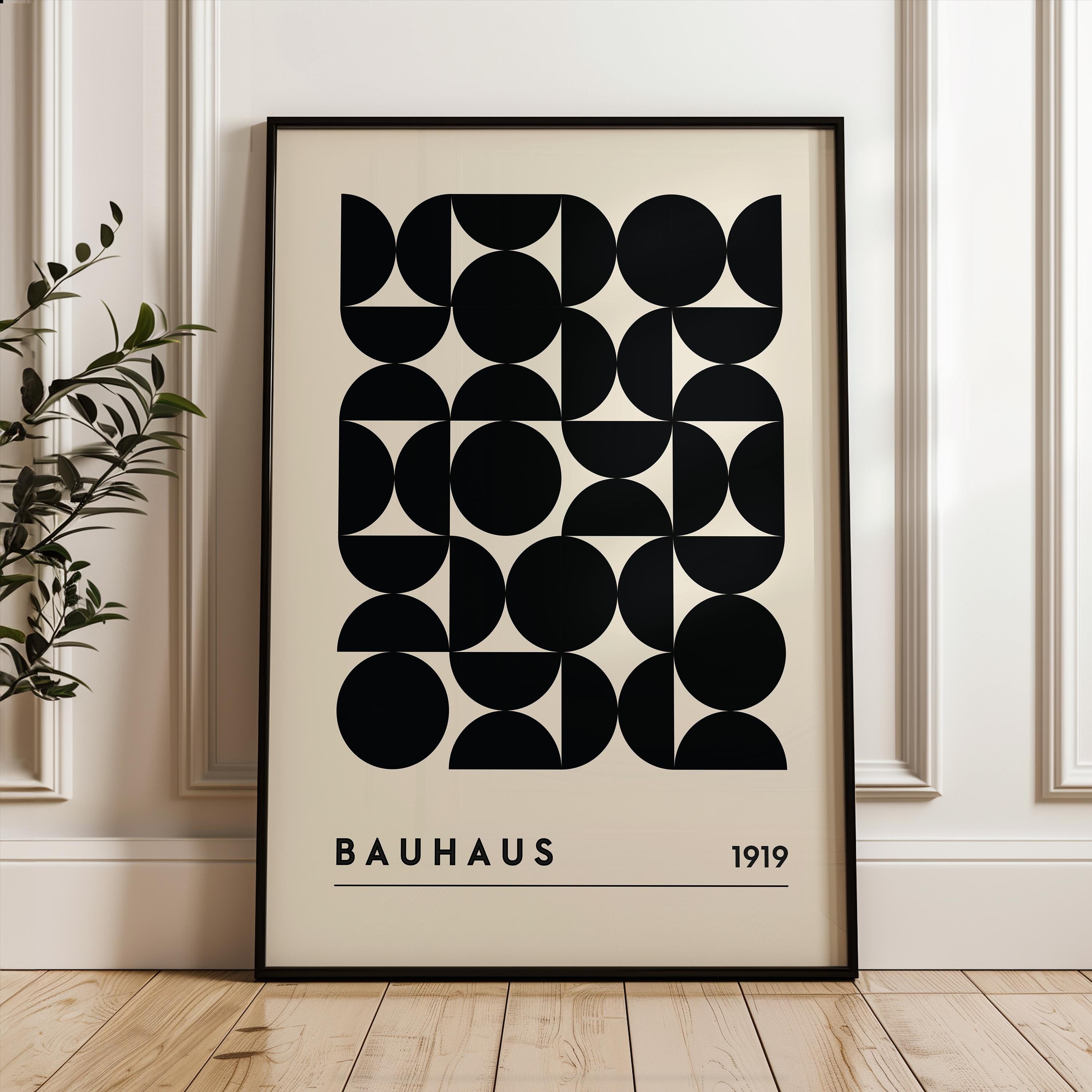 Bauhaus Geometric Poster Print, Black Contemporary Poster, Bauahus