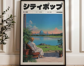 Retro Japanese Y2K Poster, Aesthetic 90s Vaporwave Print, Vintage