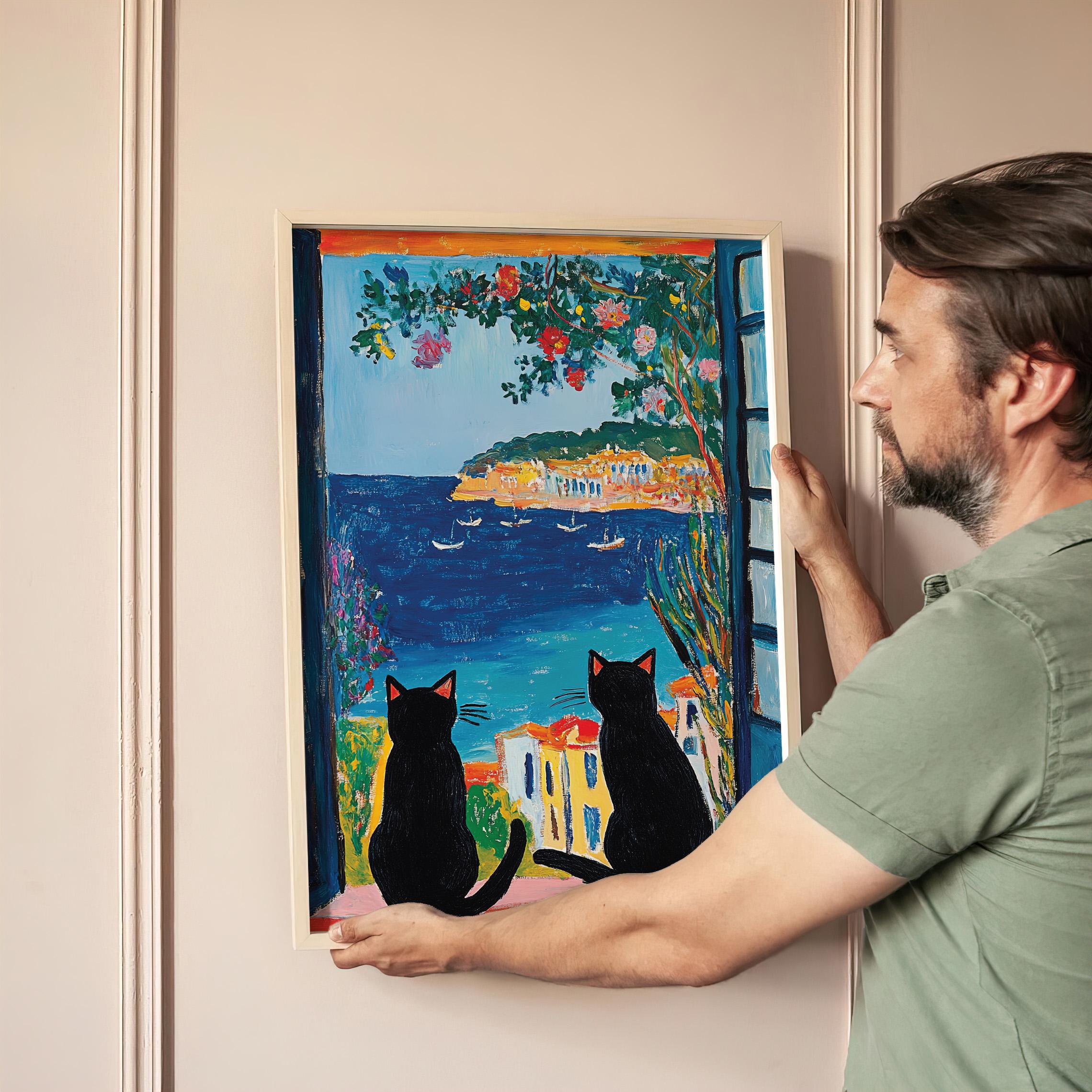 黒猫のポスター、アンリ・マティスの猫のプリント、黒猫のアート