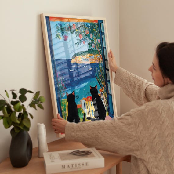 黒猫のポスター、アンリ・マティスの猫のプリント、黒猫のアート