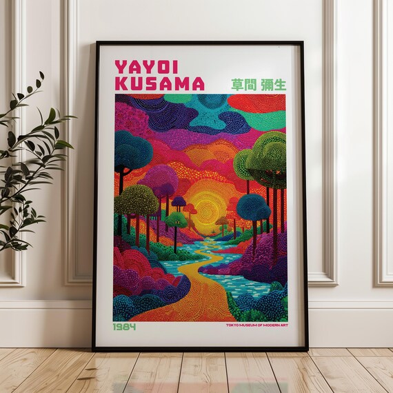 Poster Yayoi Kusama 40x50 Cm - Affiche Art Japonais Pois Iconiques Décoration Murale