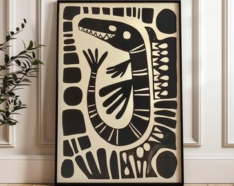 Ethnic Art Print, Traditional Mexican Art Poster, Folk Art, Livingroom Decor, Mexico Travel Poster, Snake Poster, Mexican Culture Print