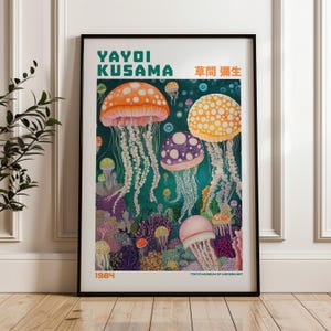 Yayoi Kusama Print, Modern Art Print, Yayoi Kusama Exhibition Poster, Japandi Poster, Maximalist Poster, Yayoi Kusama Wall Art, Livingroom