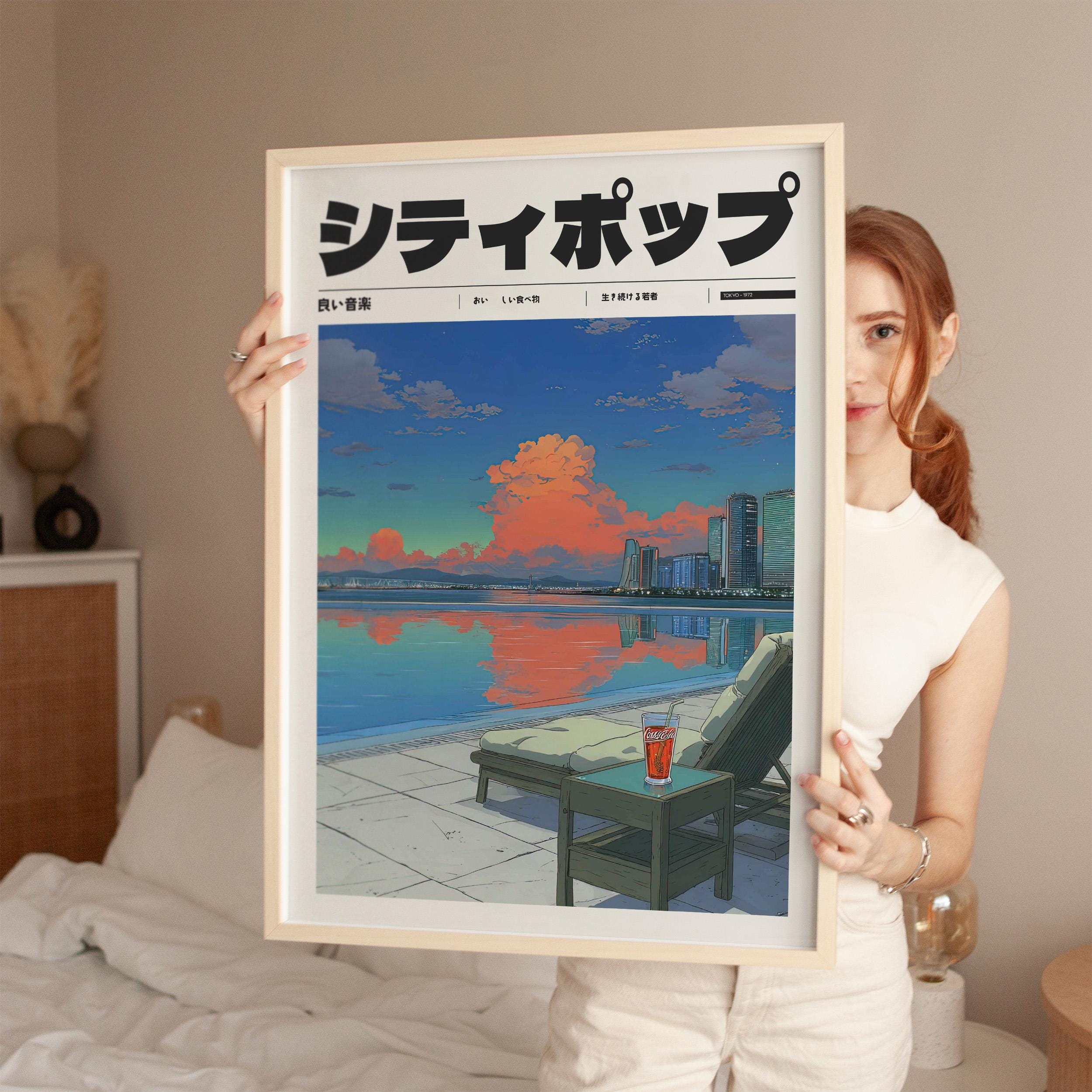 Aesthetic 90s Vaporwave Print, Indie Room Decor, Retro Japanese