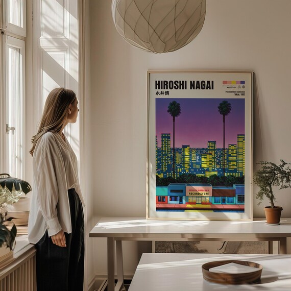 Hiroshi Nagai Art Print, Japanese City Pop, Vaporwave Poster