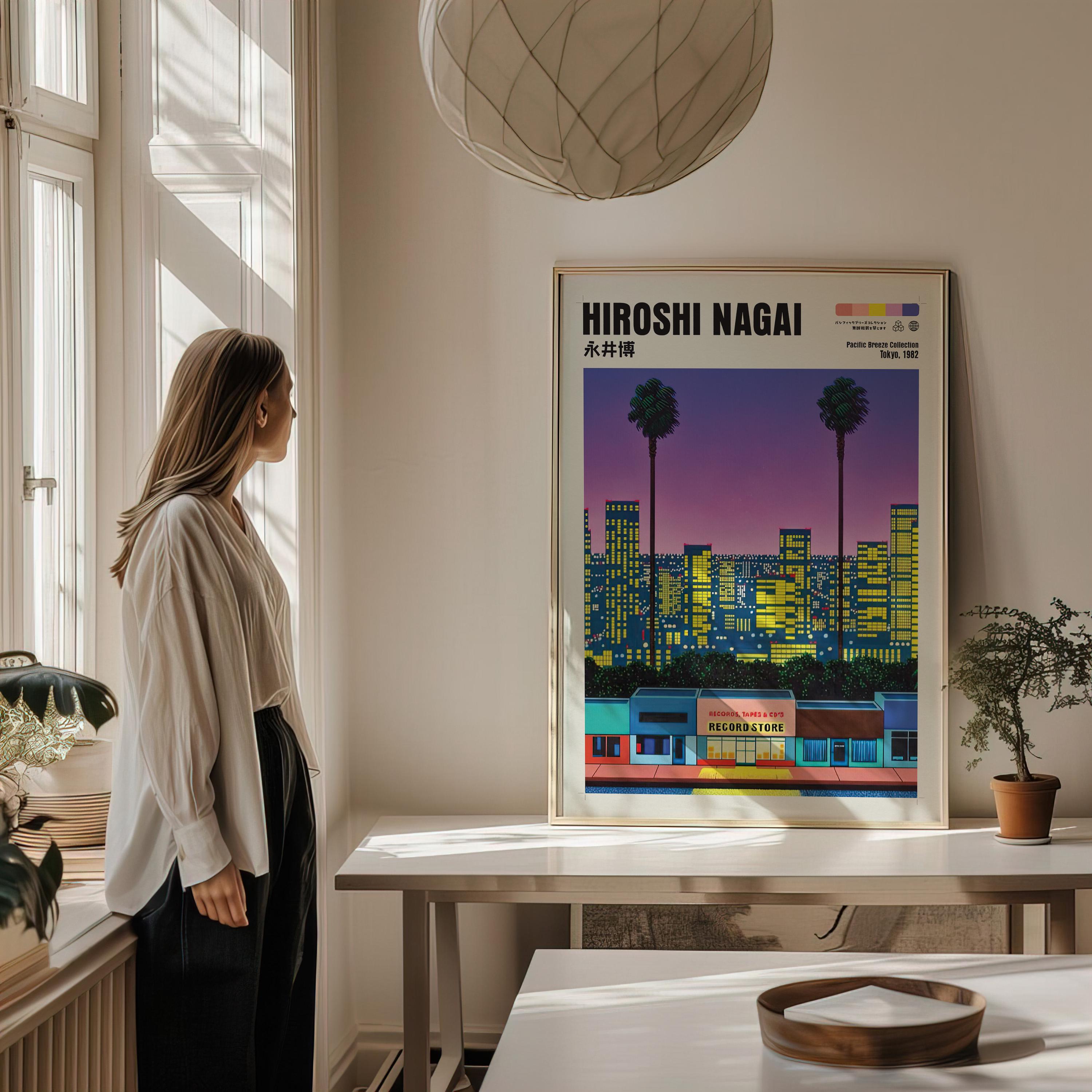 Hiroshi Nagai Art Print, Japanese City Pop, Vaporwave Poster