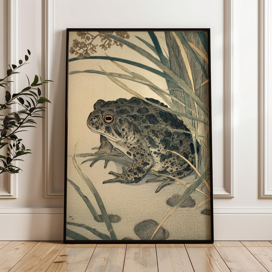 Póster de sapo japonés, lámina vintage japonesa, arte mural