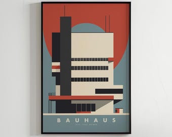 Bauhaus Art Poster, Digital Download, Minimalist Design, Architectural Poster, Printable, Wall Art, Home Decor, Living Room Decor, Abstract