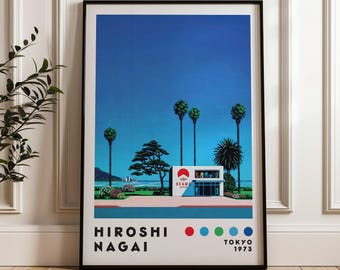 永井博アートプリント、ホームデコレーション、ヴェイパーウェイヴ
