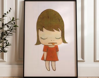Cute Girl With Tongue Out, Yoshitomo Nara Art, Digital Poster Download