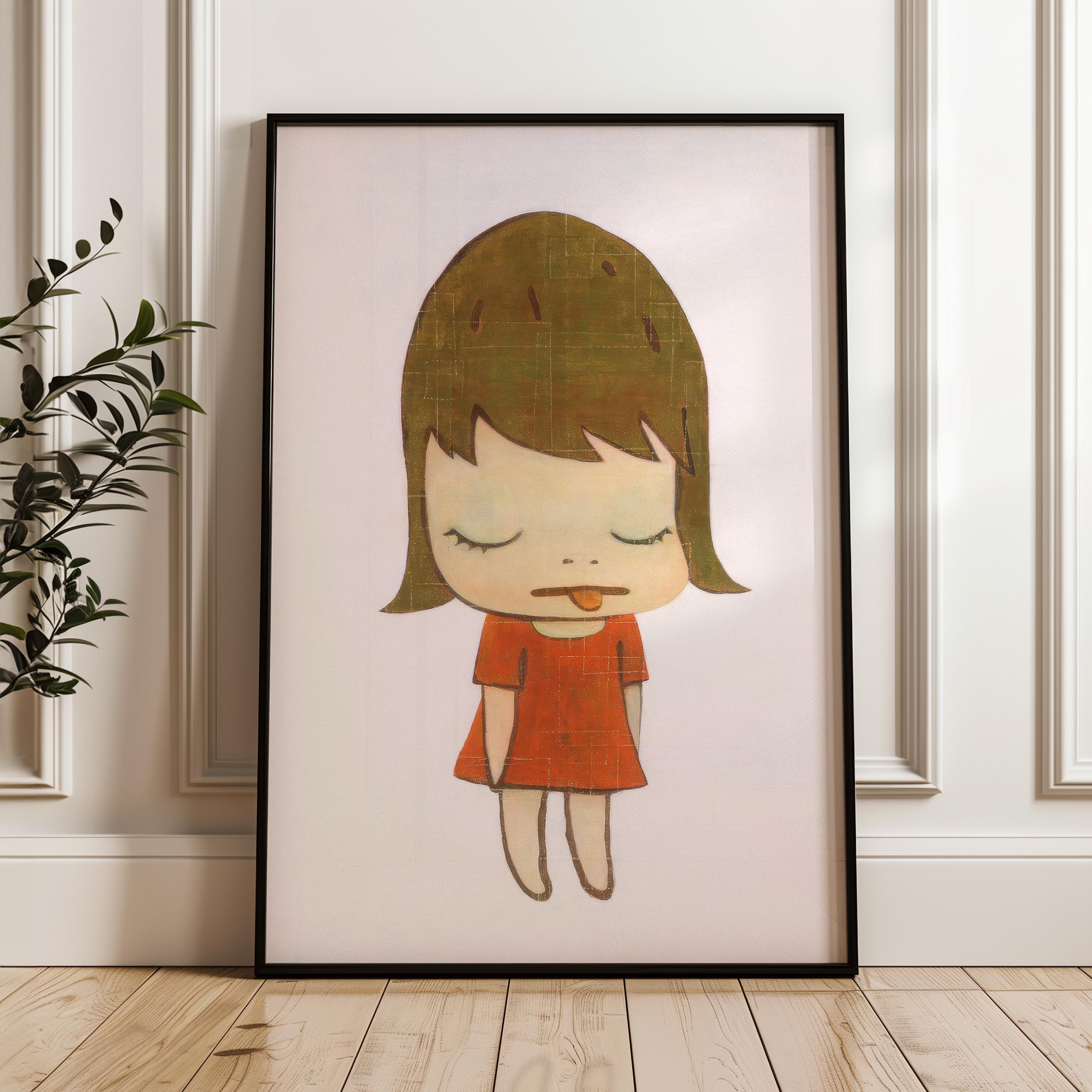 Cute Girl With Tongue Out, Yoshitomo Nara Art, Digital Poster