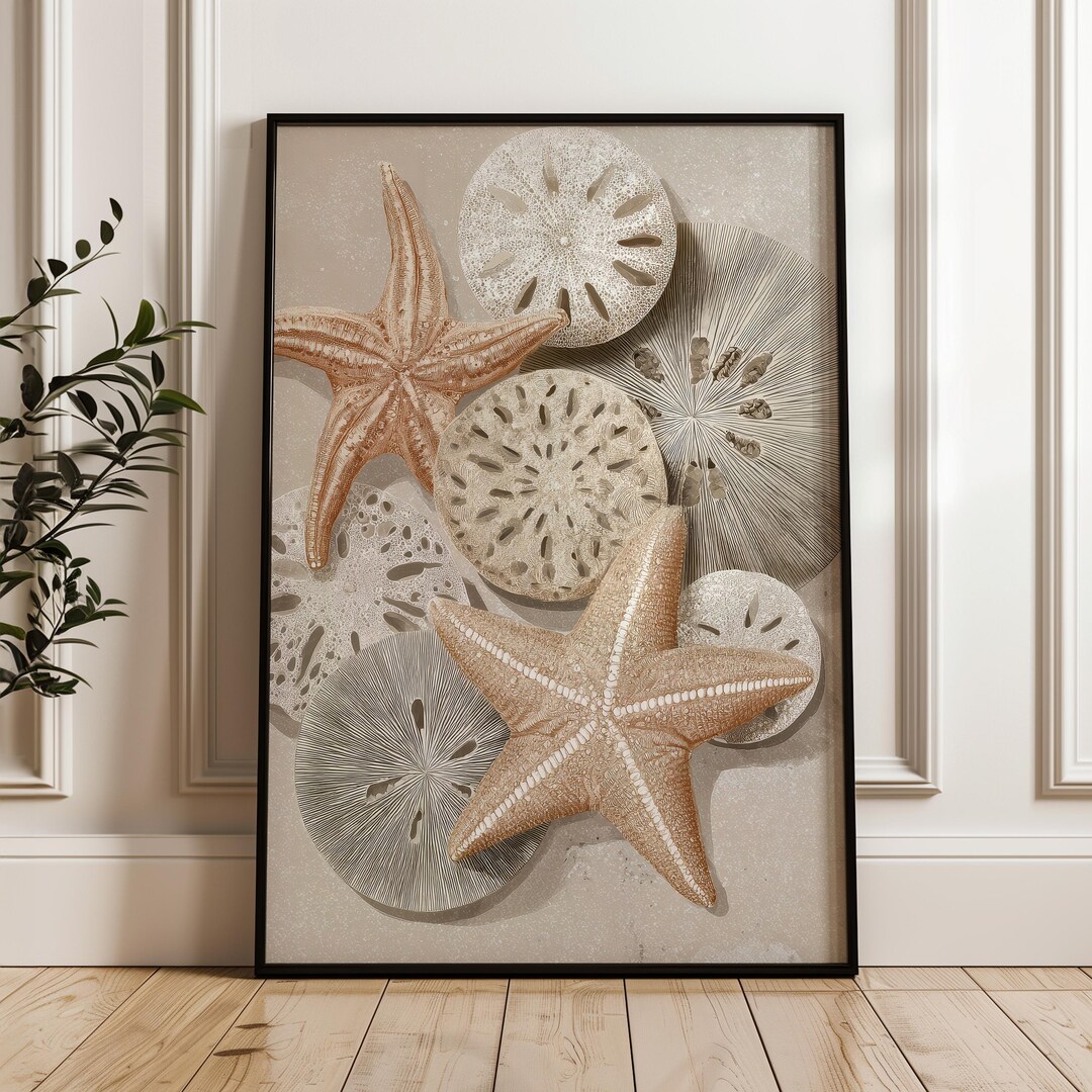 Starfish and Sand Dollars, Coastal Neutral, Digital Poster Download - Etsy