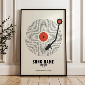 Impressão de letras de músicas personalizadas, download digital, pôster de vinil colorido personalizado, pôster de música, presente de aniversário personalizado, pôster de letras de músicas