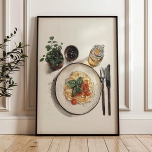 Food Art Poster: Handdrawn Pasta Illustration , Digital Download