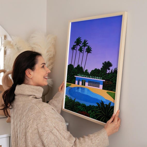 Tropical Records Poolside, Japanese City Pop, Digital Poster