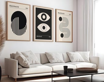 Set of 3 Prints, Poster Set, Gallery Wall Art Set, Digital Download, Bauhaus Art Print Set, Bauhaus 3 Poster Bundle
