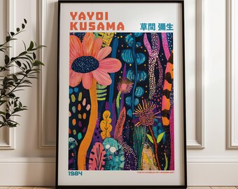 草間彌生プリント、モダンアートプリント、草間彌生展ポスター、草間