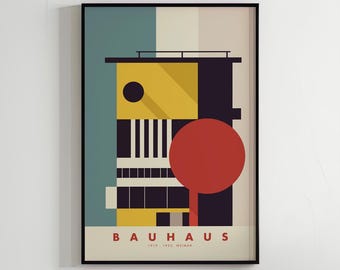 Bauhaus Art Poster, Digital Download, Minimalist Design, Architectural Poster, Printable, Wall Art, Home Decor, Living Room Decor, Abstract