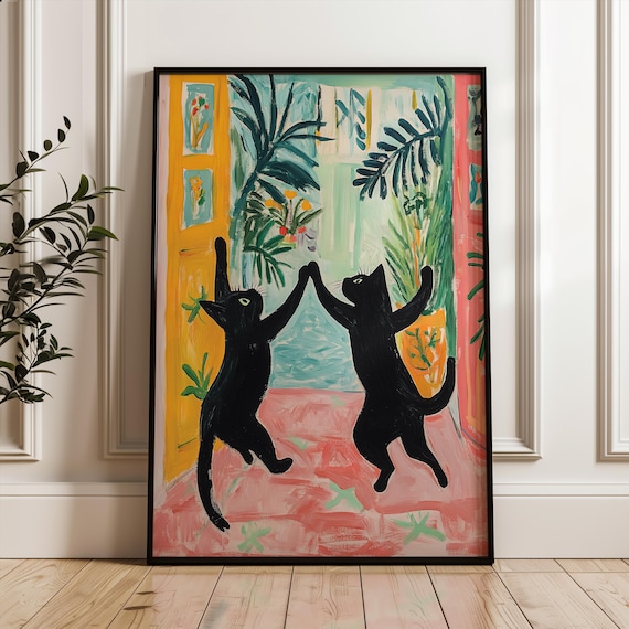 黒猫のポスター、アンリ・マティスの猫のプリント、黒猫のアート