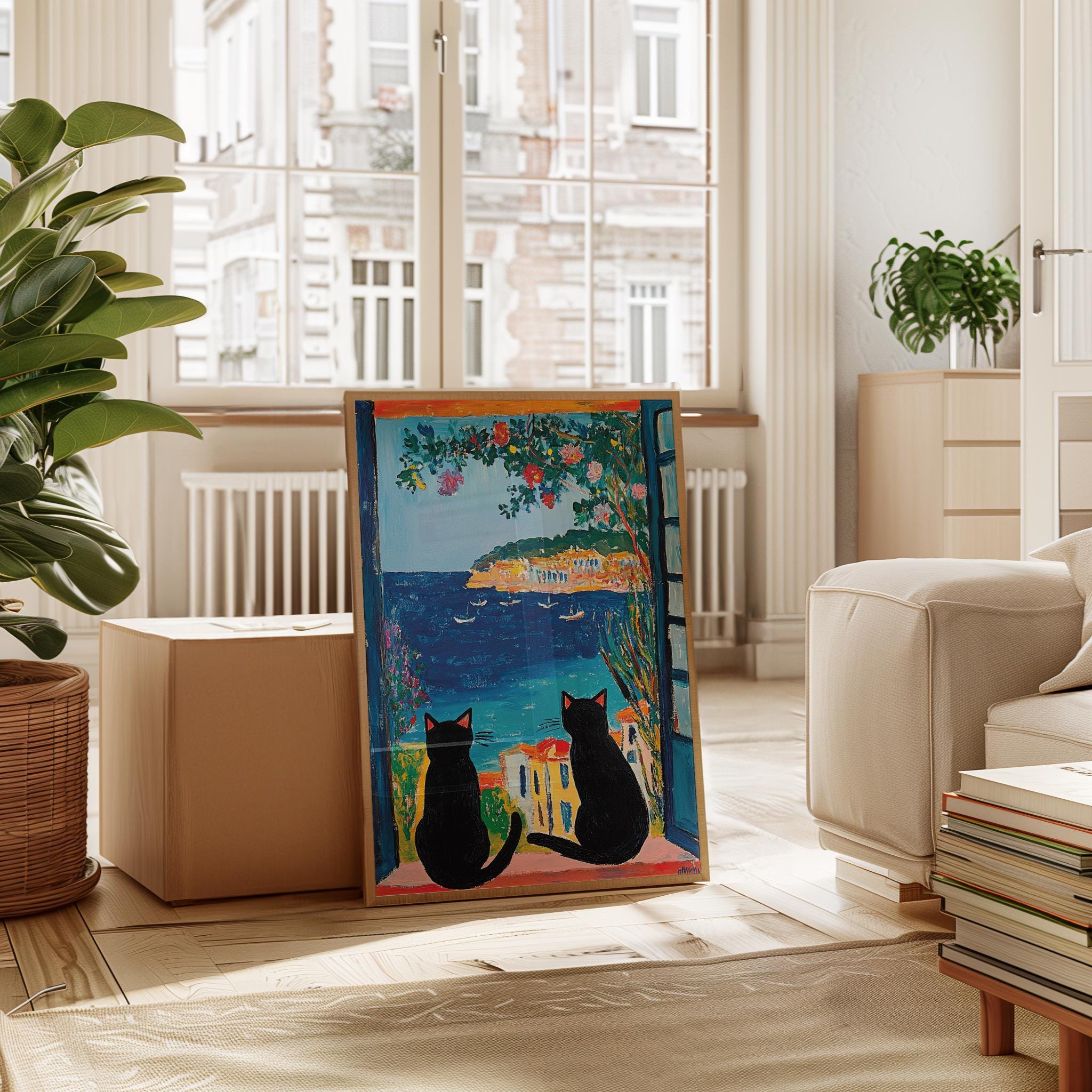 黒猫のポスター、アンリ・マティスの猫のプリント、黒猫のアート