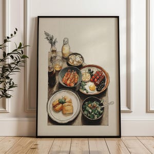 Food Art Poster: Handdrawn Kitchen Illustration , Digital Download